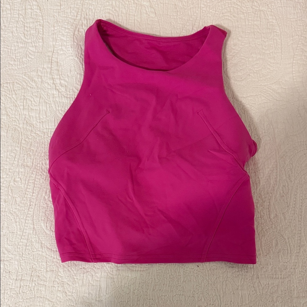 Lululemon Cropped Pink Sleeveless Top With Built in Bra